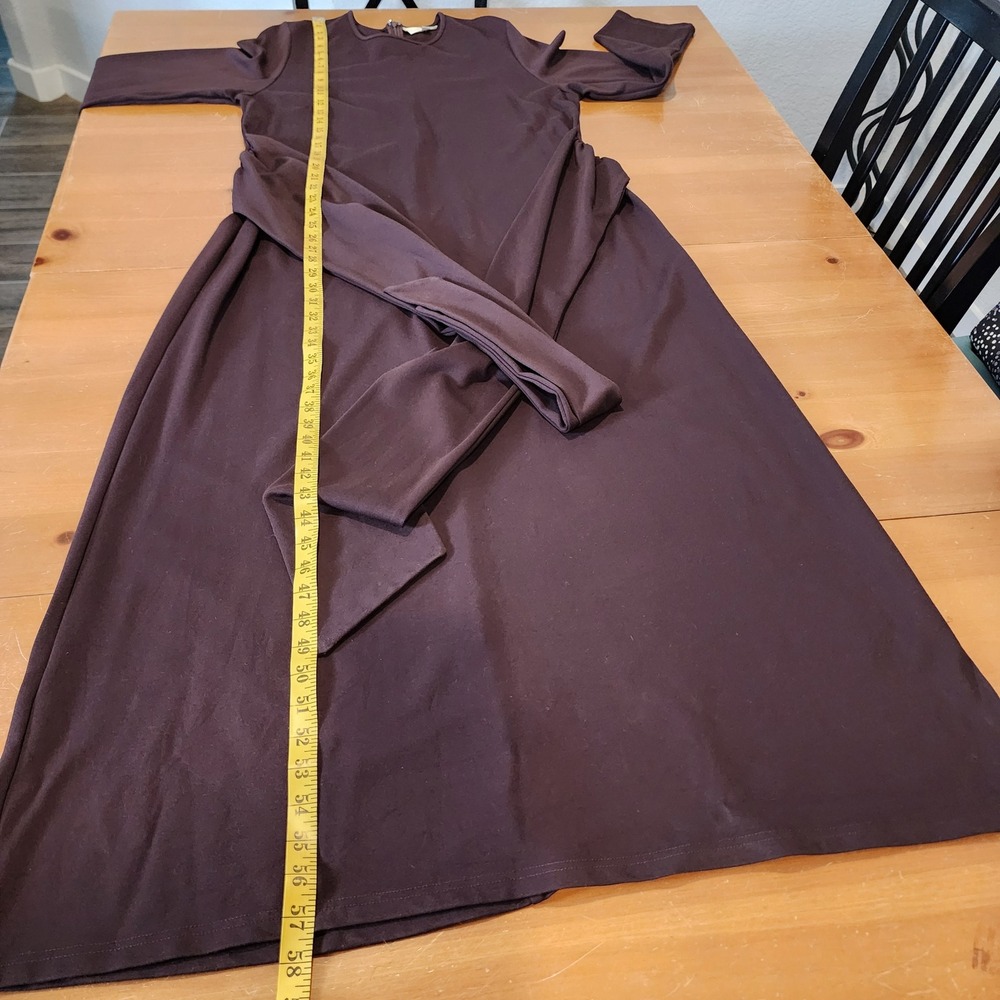 Veiled Modest Maxi Dress Gown Womens XL Espresso Brown Stretch Heavy Minimalist - Picture 6 of 10